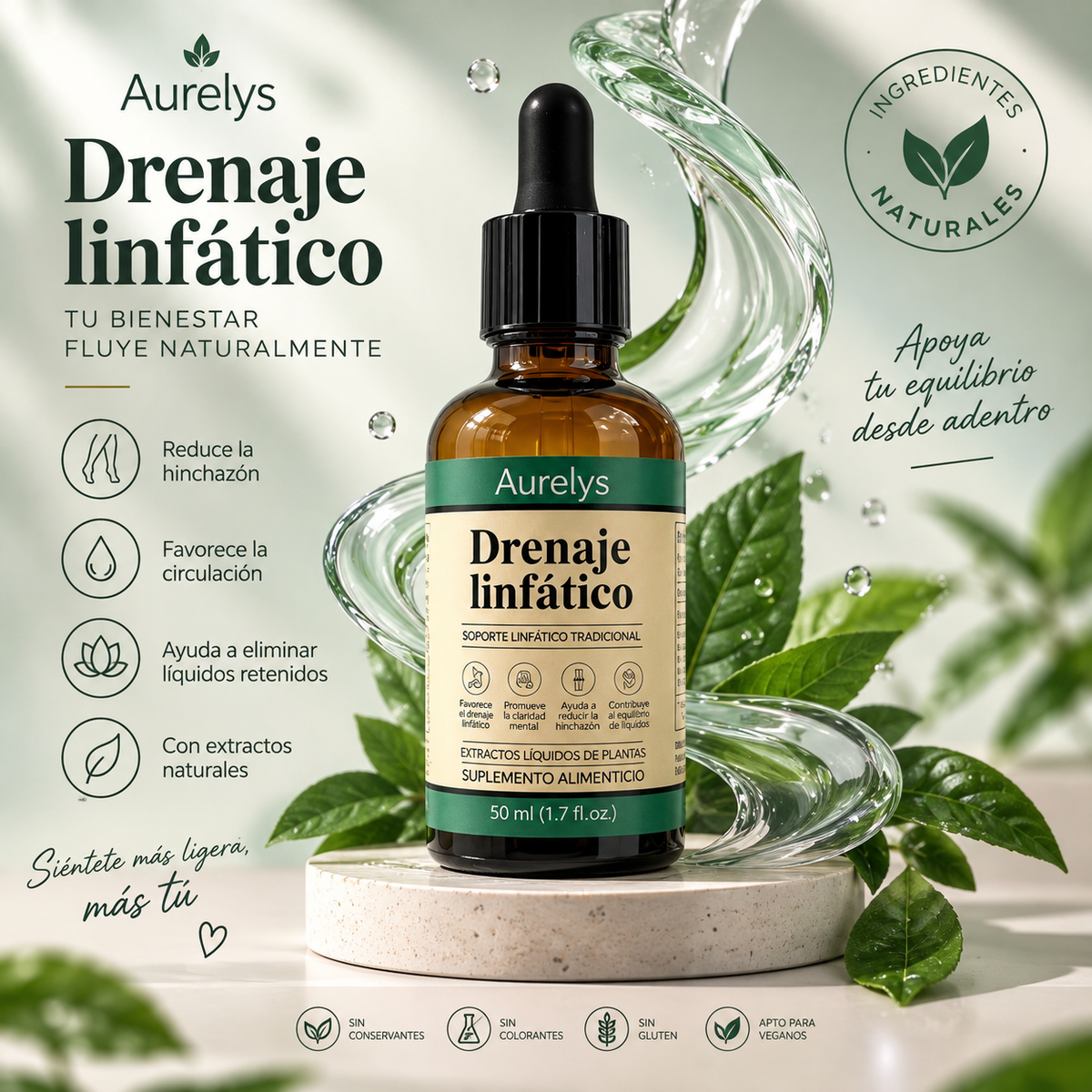 Aurelys Drenaje Linfático – Sentite Más Ligera, Menos Hinchada 🌿 | 50 ml